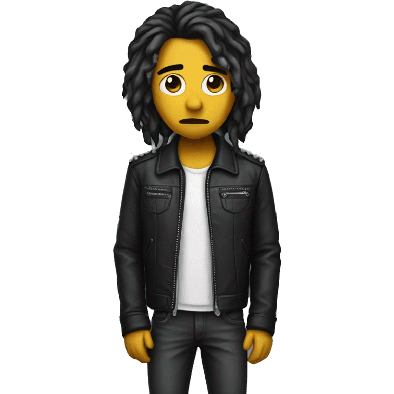 Sad musician with leather jacket emoji