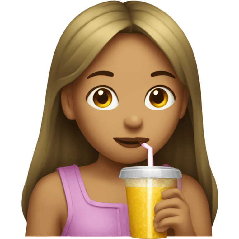 girl drinking from a huge straw emoji