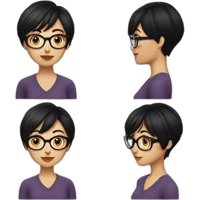 fille shorthaircut black hair lunettes emoji