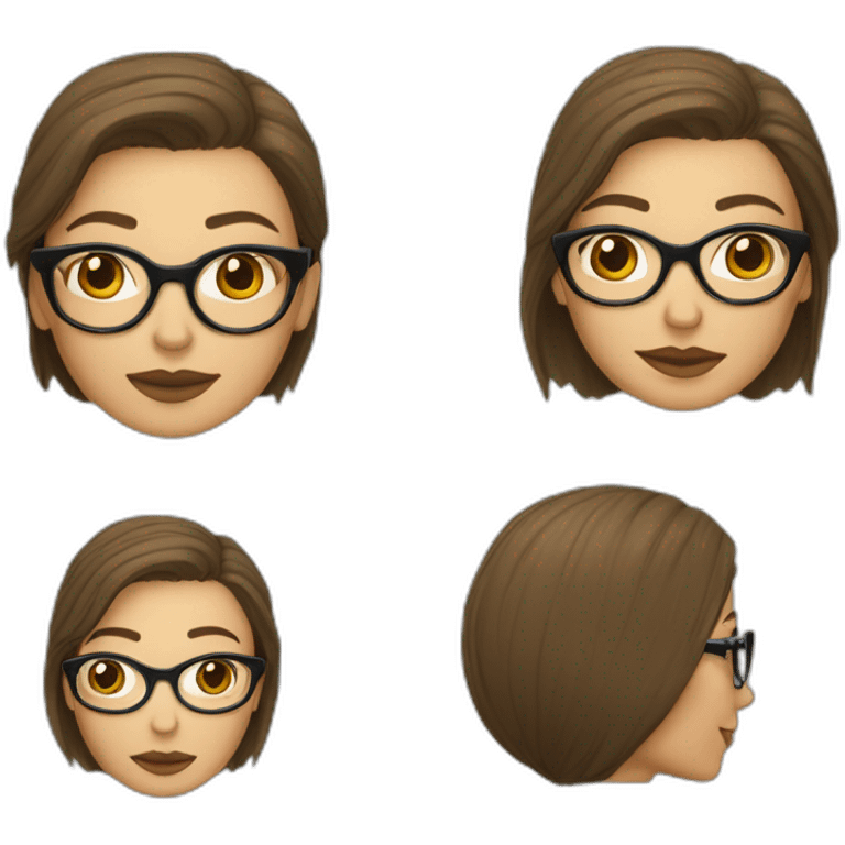 Une femme avec des lunettes, une coupe au carré et un beau visage emoji