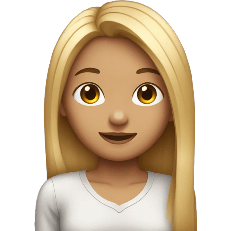 Girl with waist length straight hair over her shoulder  emoji