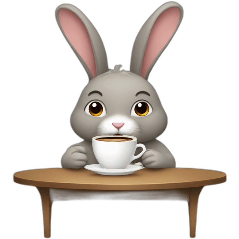 Rabbit drinking coffee emoji