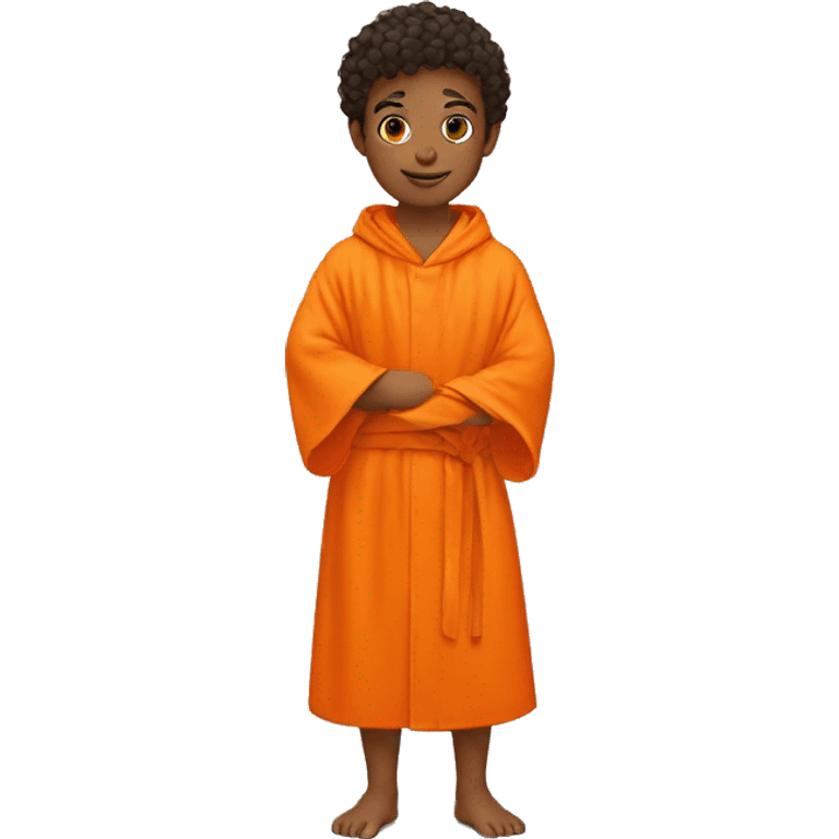 a kid in a bright orange robe emoji