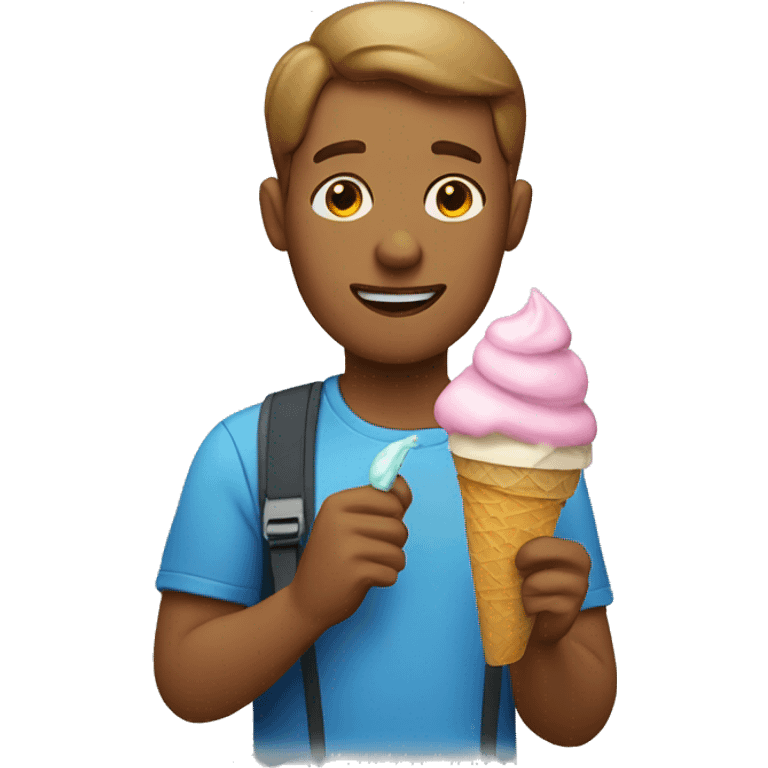 A guy eating ice cream  emoji