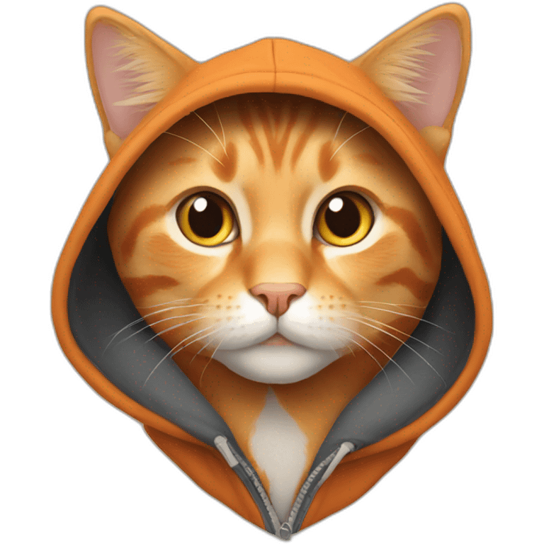 orange tabby wearing a hoodie emoji