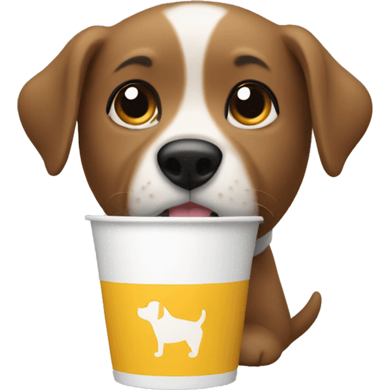 Dog drinking pup cup emoji