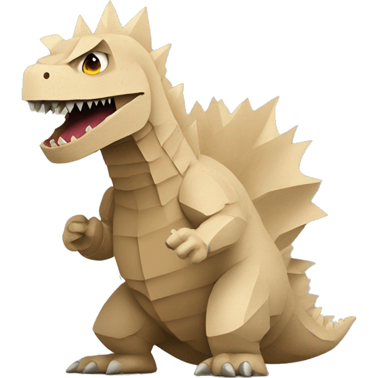 beige colored paper godzilla emoji