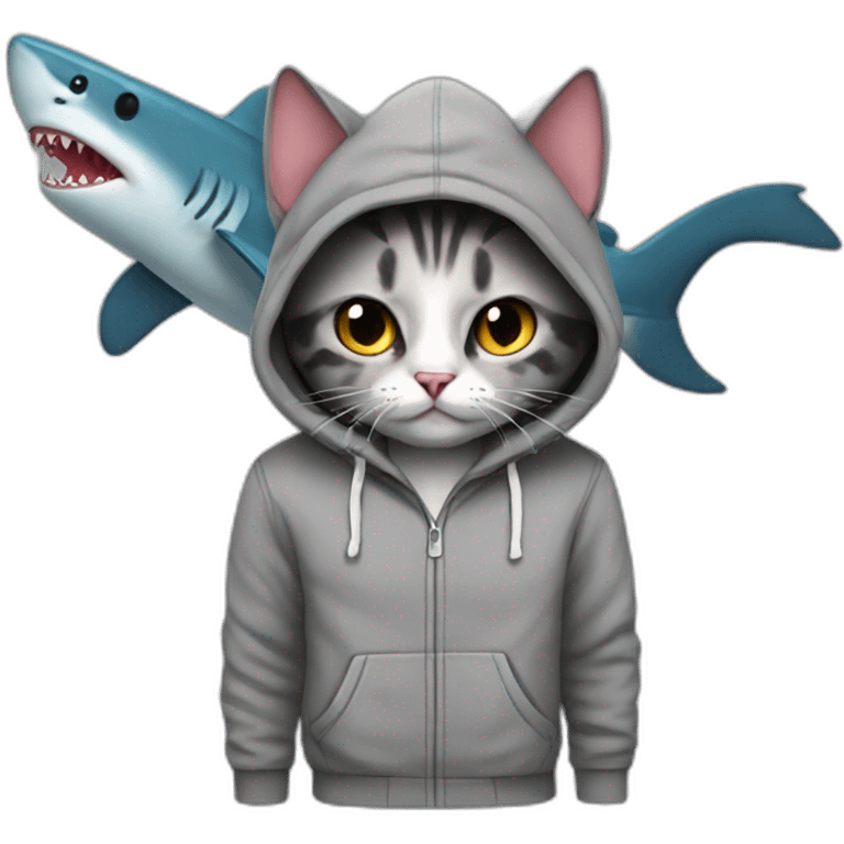 Cat with shark hoodie  emoji