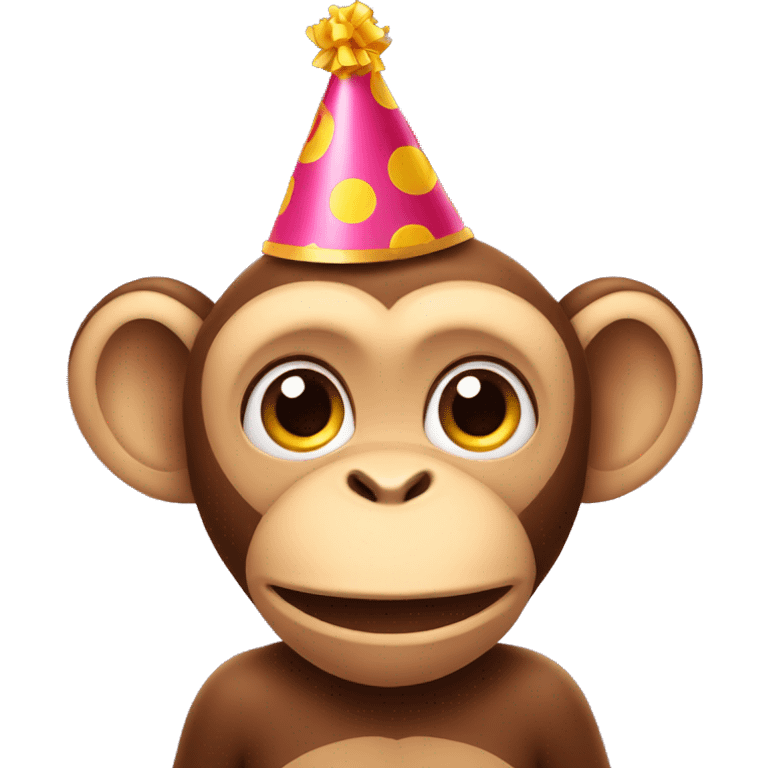 monkey wearing birthday hat emoji