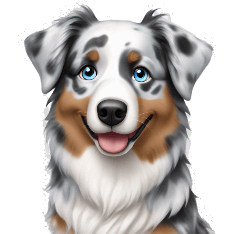 Blue Merle Australian Shepherd with blue eyes emoji