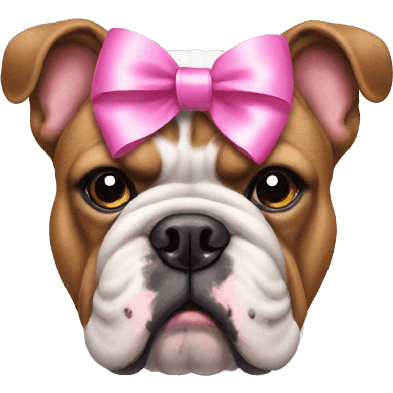 Bulldog with a pink bow on head  emoji