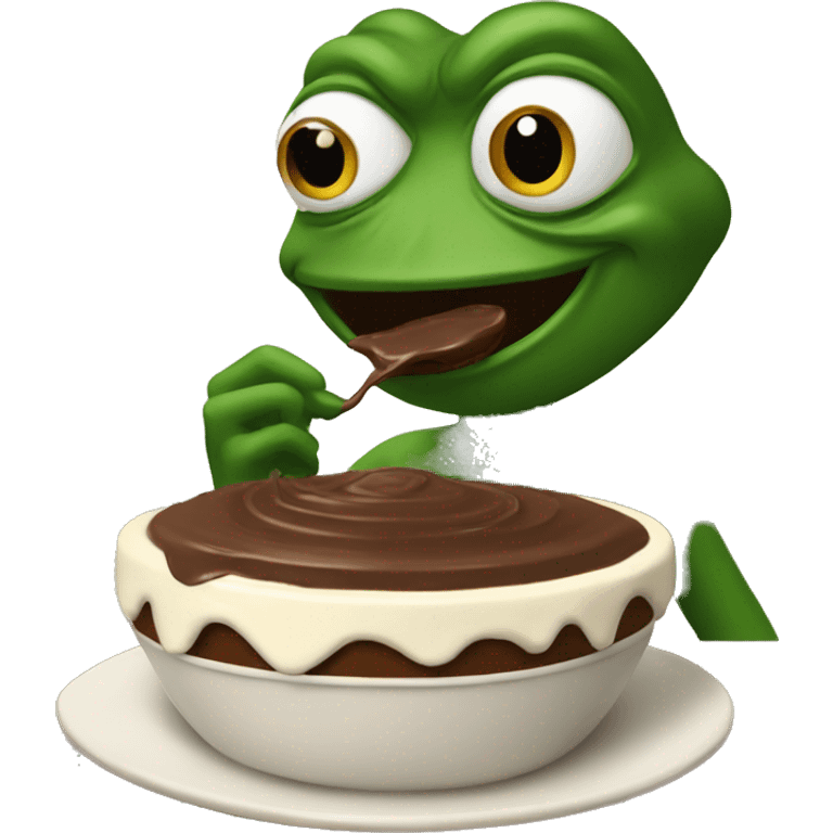 pepe eating chocolate pudding emoji