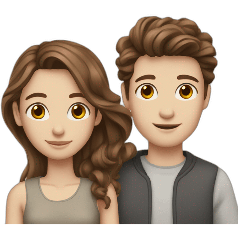 tall boy midfade wavy brown hair and short girl straight brown hair white skin couple emoji