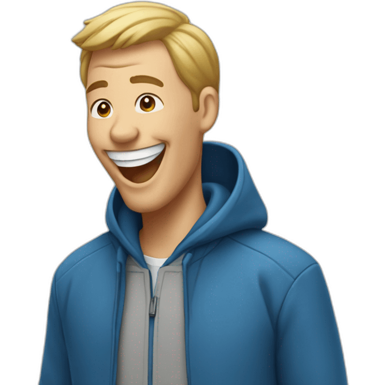 laughing man in blue jacket  emoji