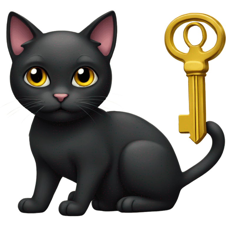 Black cat with a key emoji