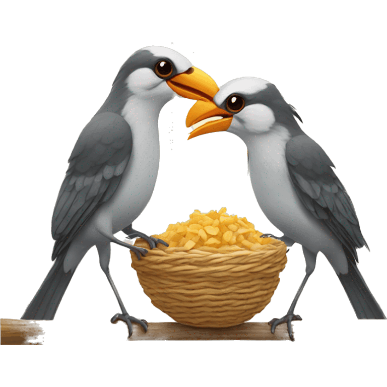 Two birds feeding each other  emoji