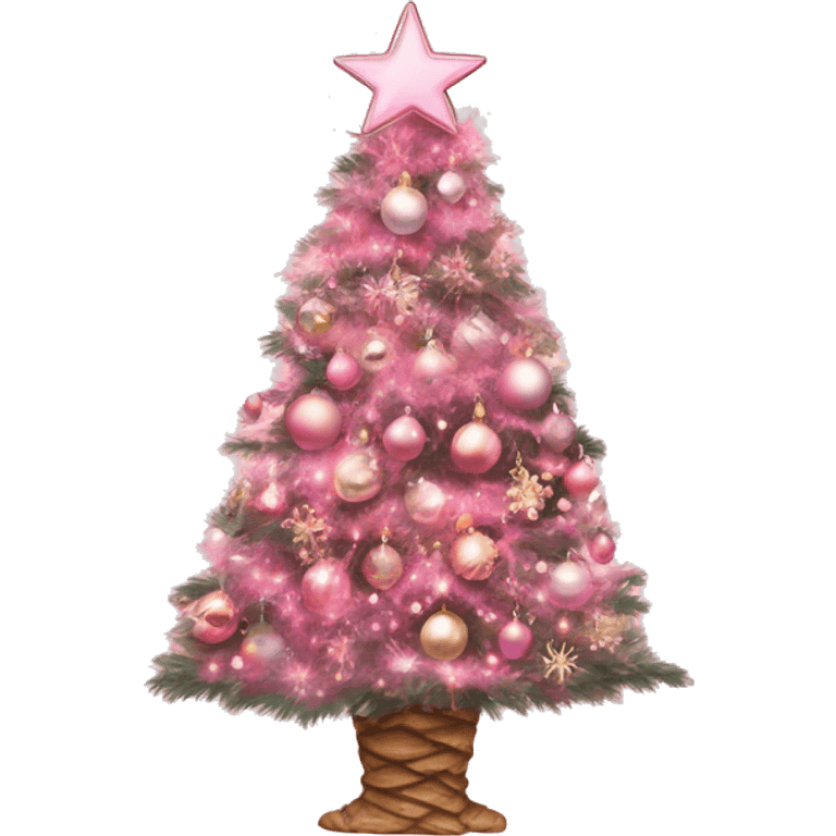 Christmas tree pink aesthetic and decorated emoji