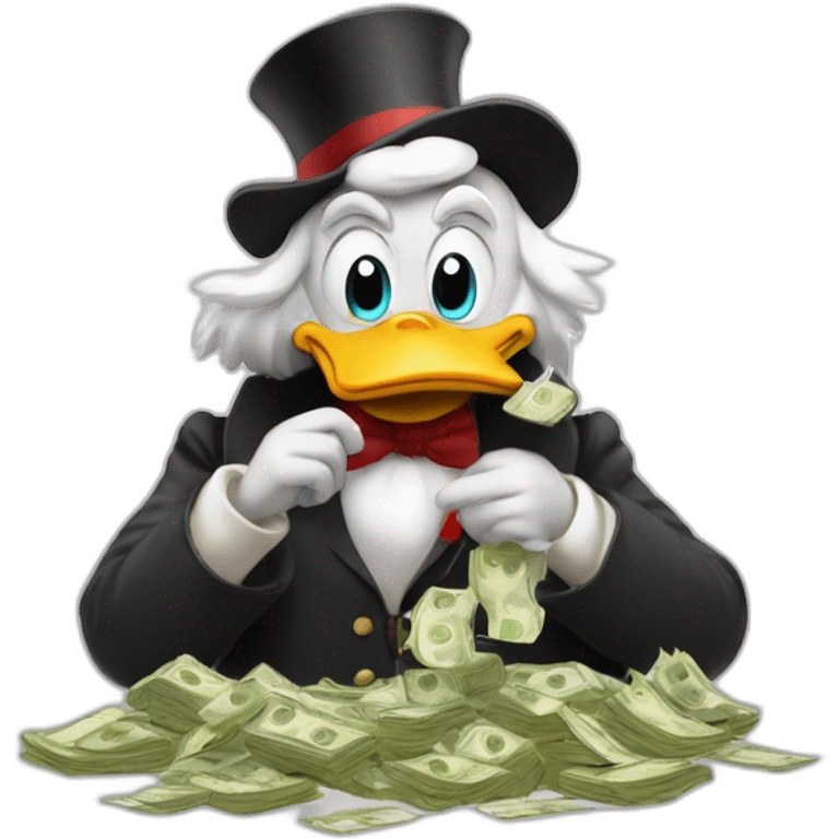 Scrooge McDuck counting money emoji