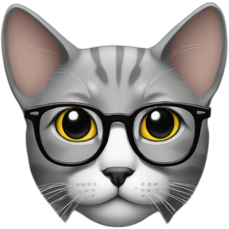 Gray cat with glasses emoji