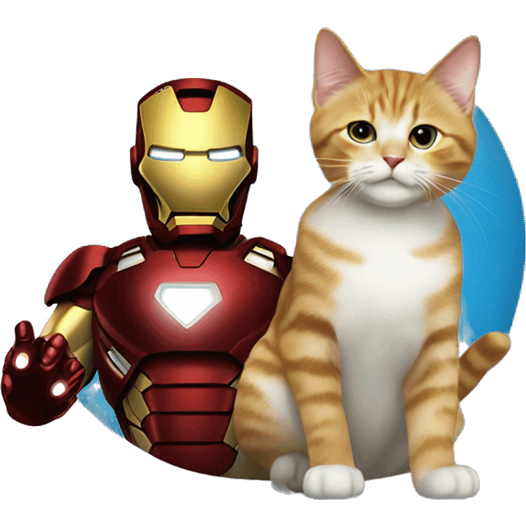 One Superhero iron man and cat laught ocean close emoji