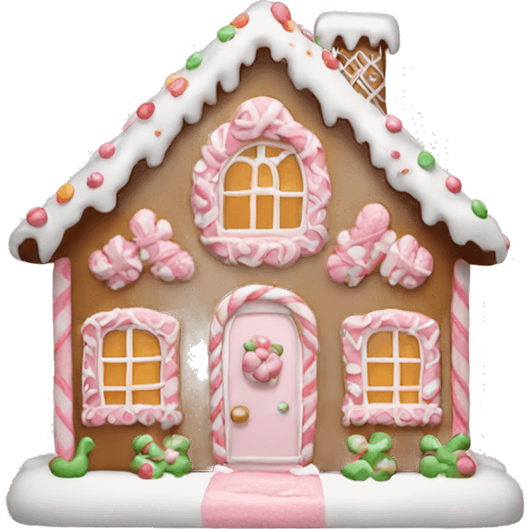 light pink and white complete gingerbread house emoji