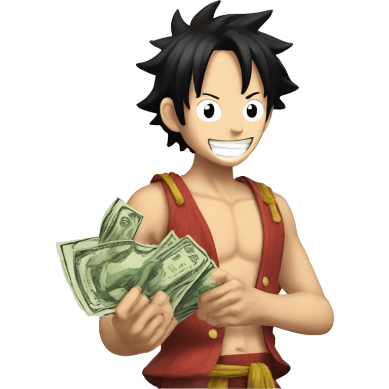 One Piece Ruffy with money in his hand emoji