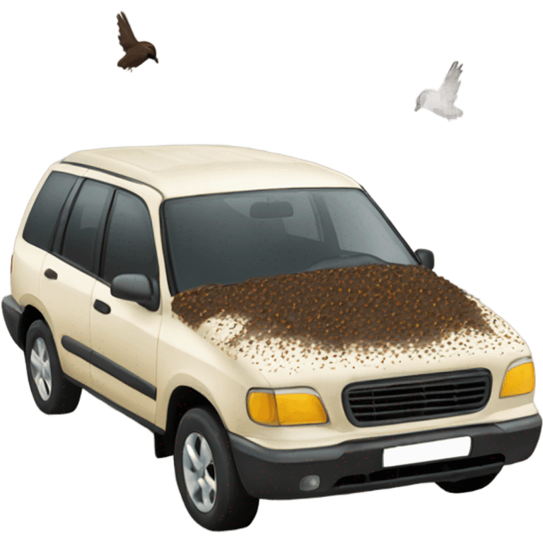 Car covered in bird poo emoji