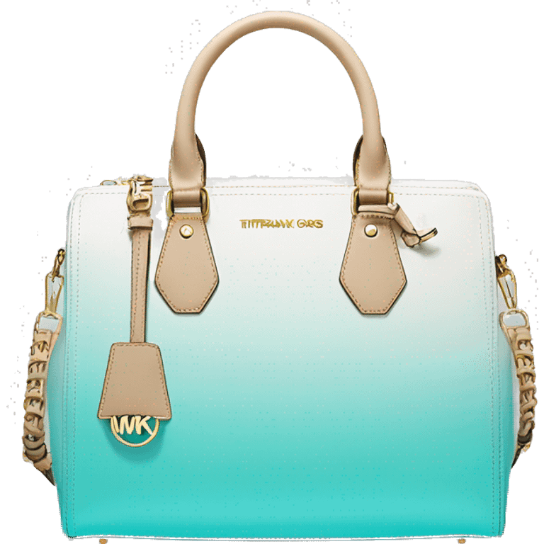 Realistic cream to pastel tiffany blue ombre michael kors satchel purse. emoji