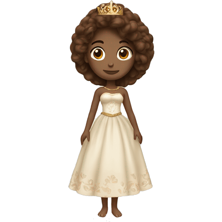 Princess with coconut dress and brown hair  emoji