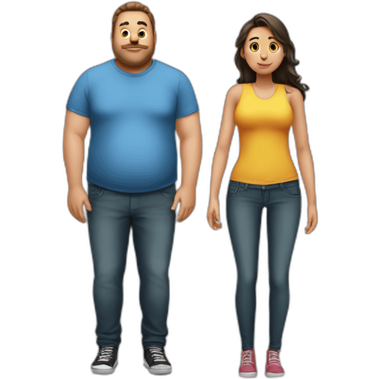 fat guy tight shirt and skinny girl emoji