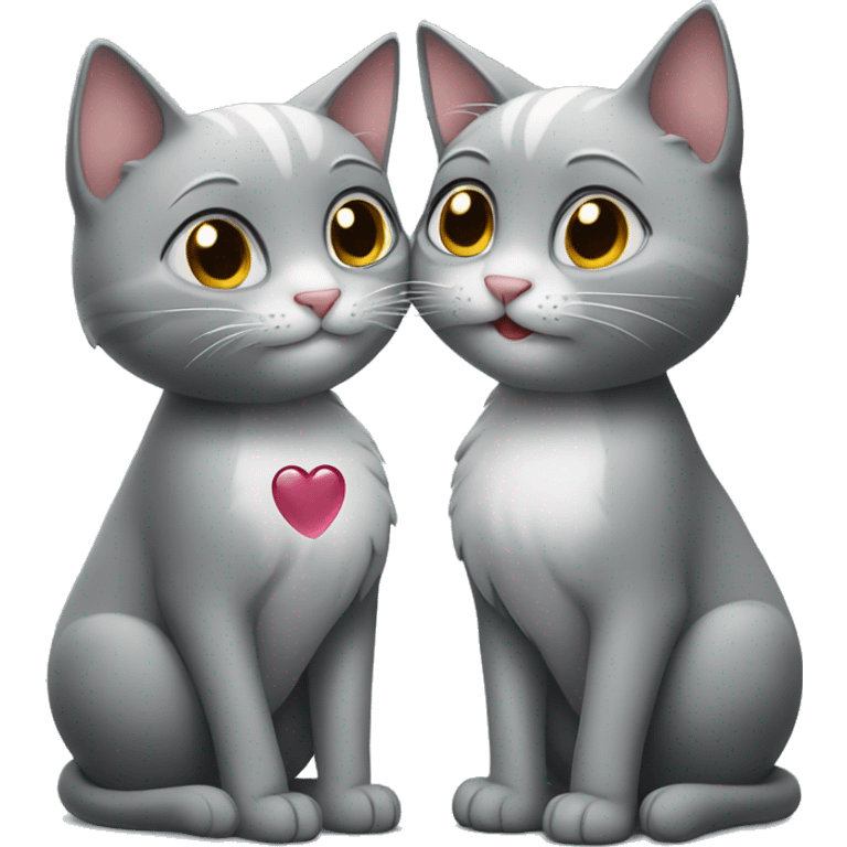 Two grey cats build a heart emoji