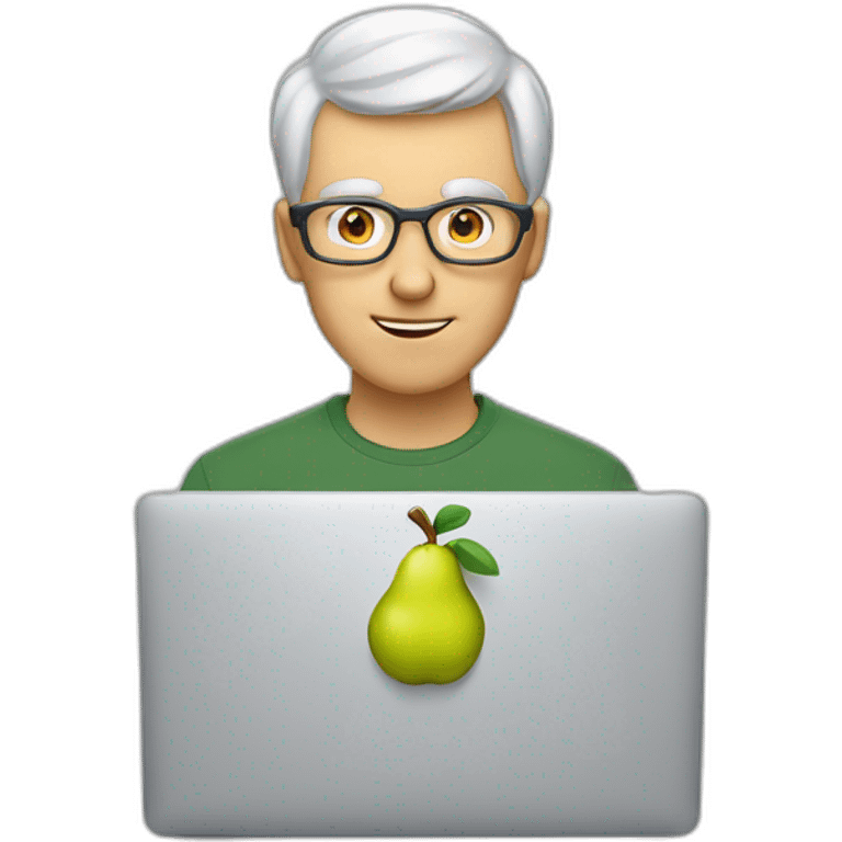 Aged 21 White Guy coding on the macbook (but the logo like a pear) emoji