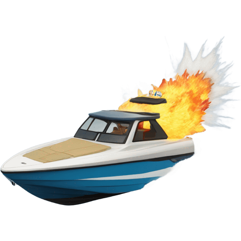 Wake surf boat exploding emoji