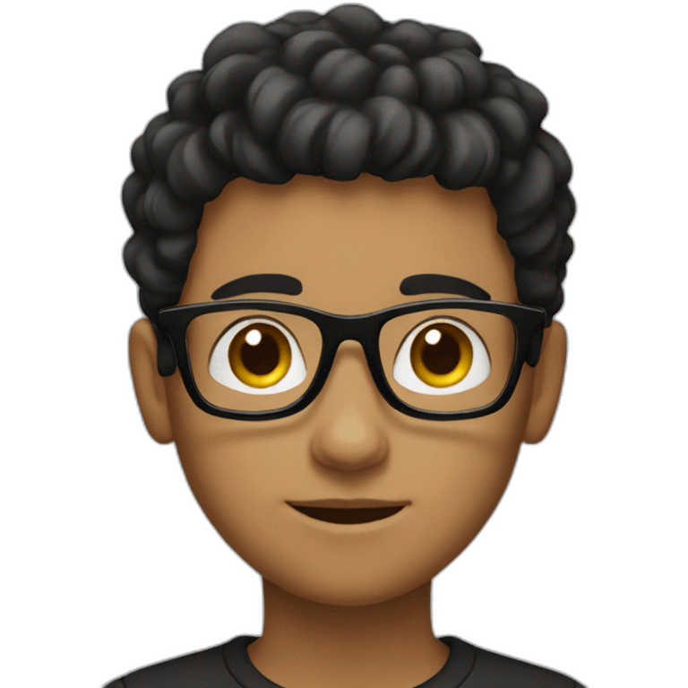 teenage boy with black square glasses emoji