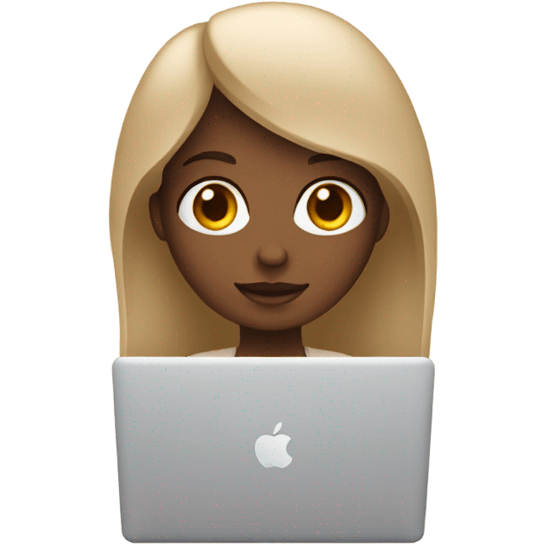 beige macbook with girl emoji