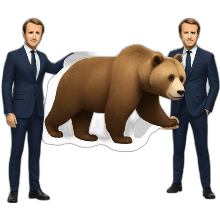 Macron sur un ours emoji