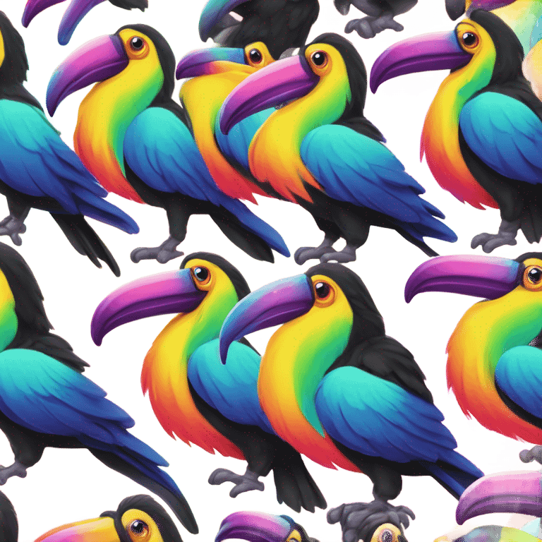 Lisa frank toucan with rainbow beak and feathers emoji