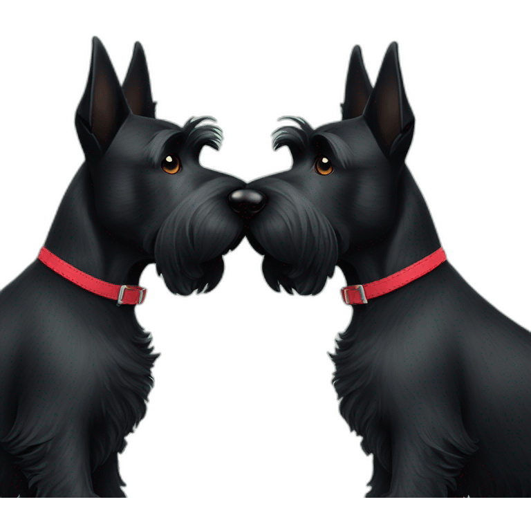 Two black Scottish terrier kissing emoji