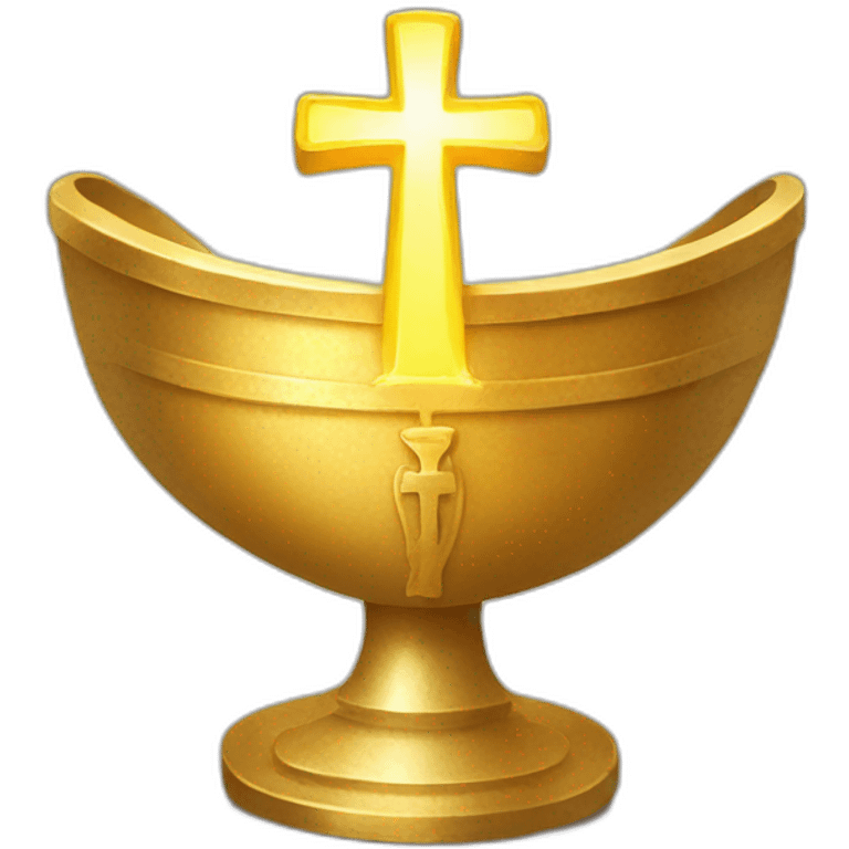 Golden chalice with radiant cross. emoji