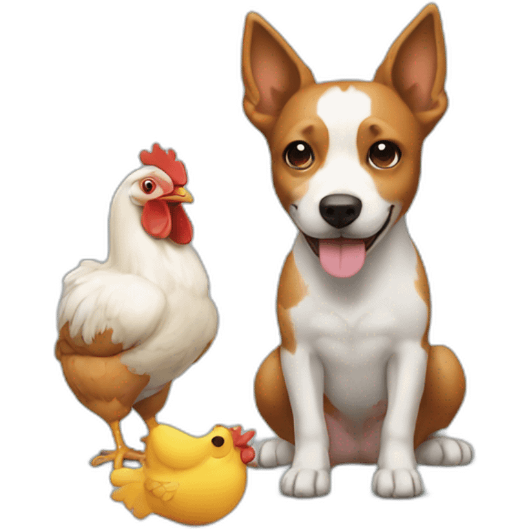 Dog's play with chiken emoji