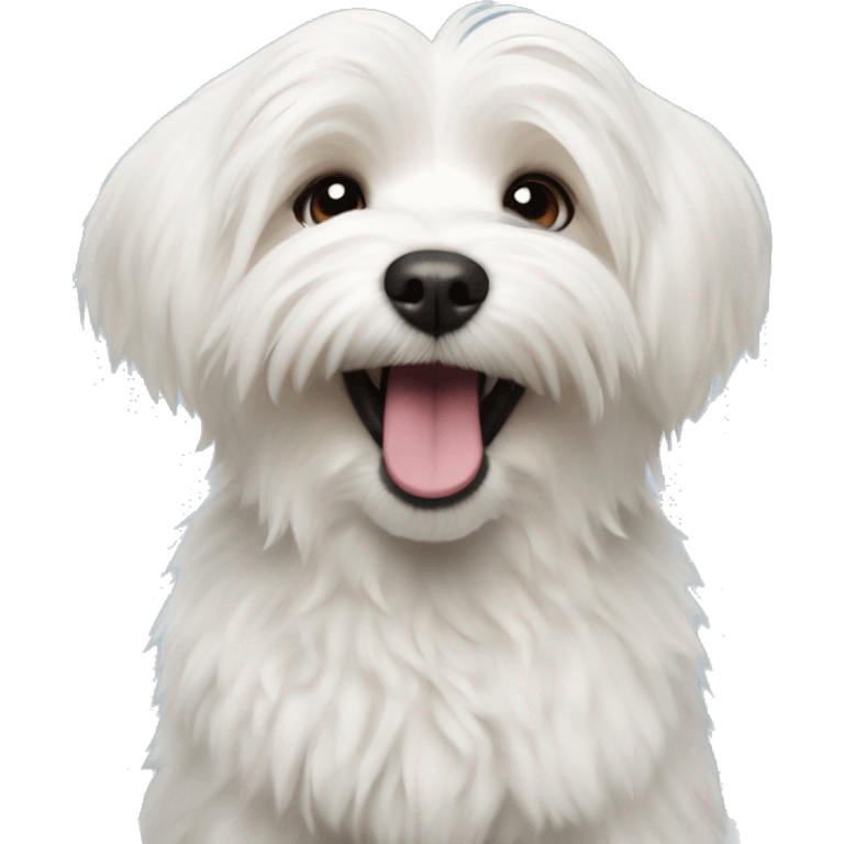 A white Havanese dog cheering you on with a you can do it sign  emoji