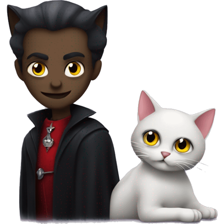 vampire and a cat chilling emoji