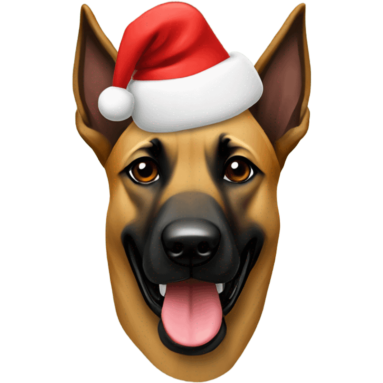 Belgian Malinois wearing a santa hat emoji