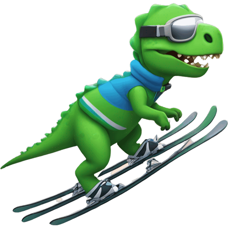 Dino skiing emoji