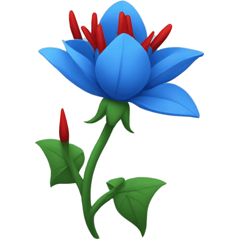 Blue flower with red thorns emoji