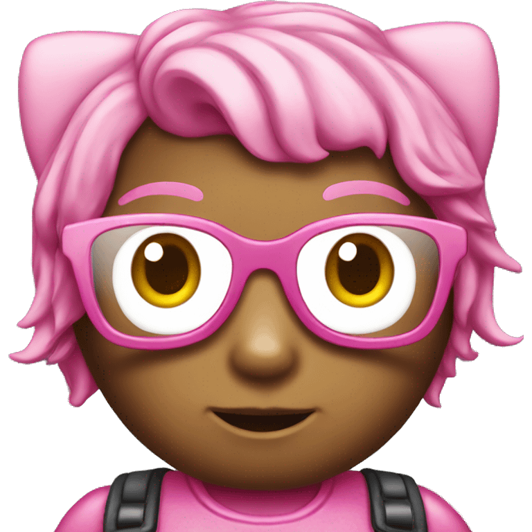 Hello kitty with pink hair glasses  emoji