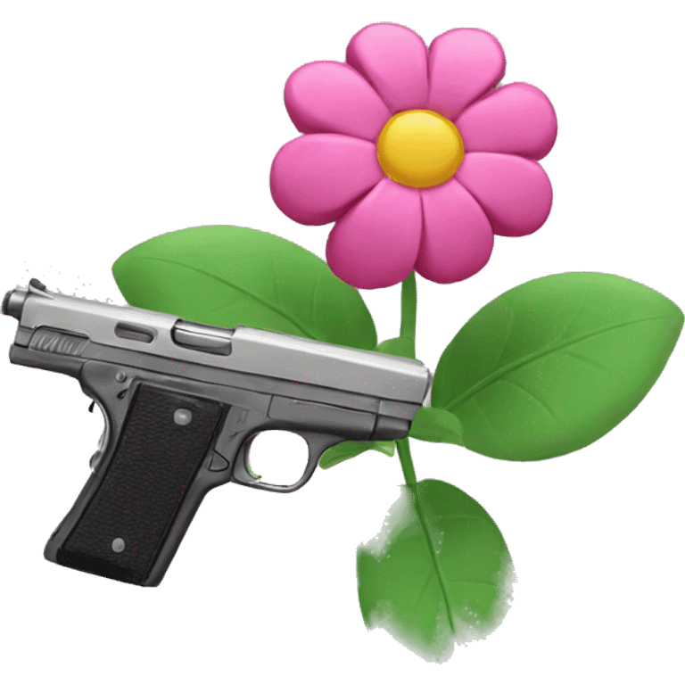 Gun shooting flower emoji