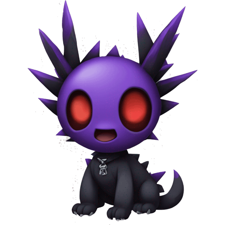 Black and purple and red edgy punk vernid Fakemon full body emoji