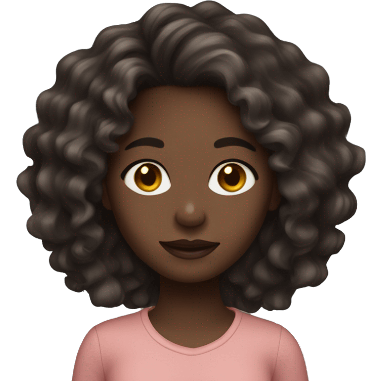 Dark skinned girl, wavy hair, hoop earrings  emoji