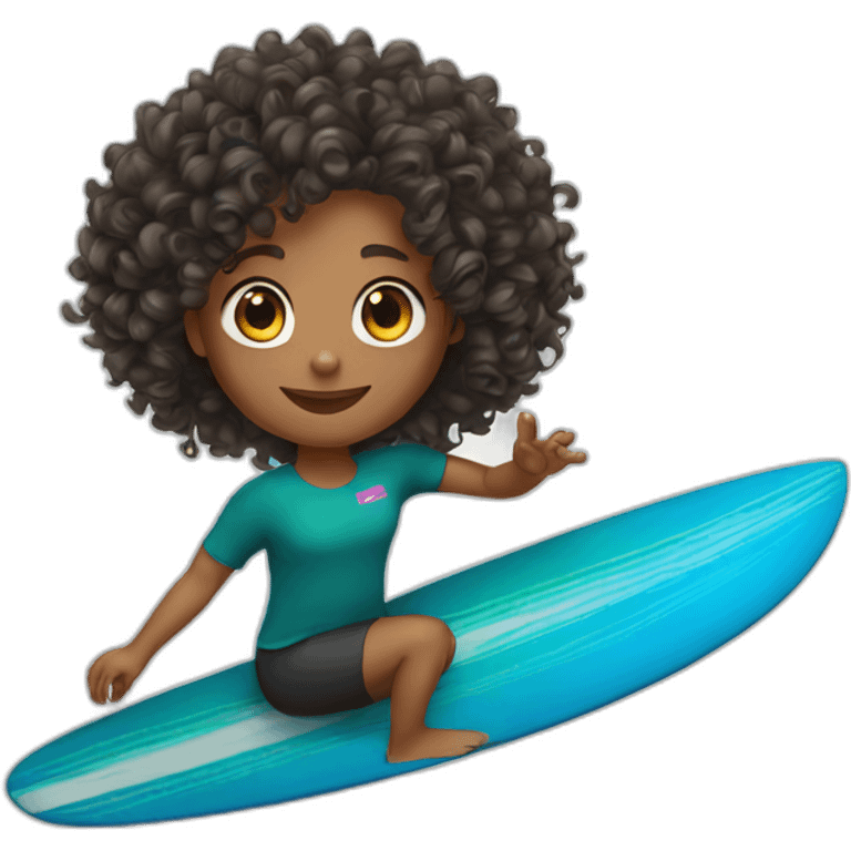 Surfing curly hair emoji